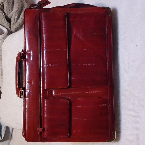 Vintage Burgundy Eel Skin Briefcase - Picture 1 of 14